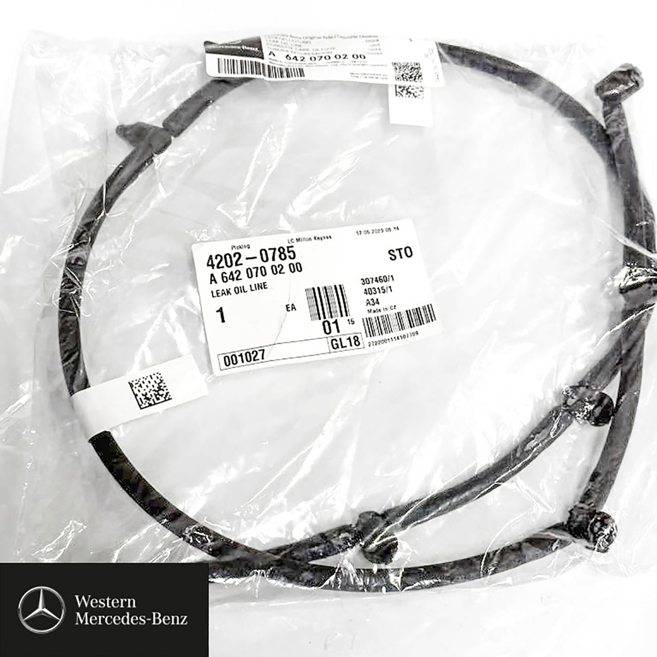 Fuel leak return pipe Line A6420700200 for OM642 diesel engine