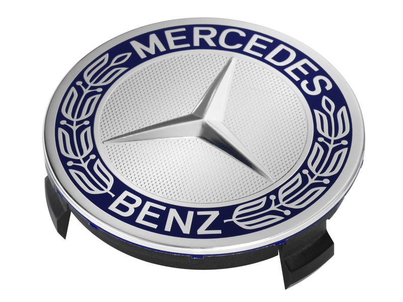 Genuine Mercedes-Benz Wheel Trim Cover - Hub Cap Star With Laurel Wreath, Classic Design - Blue