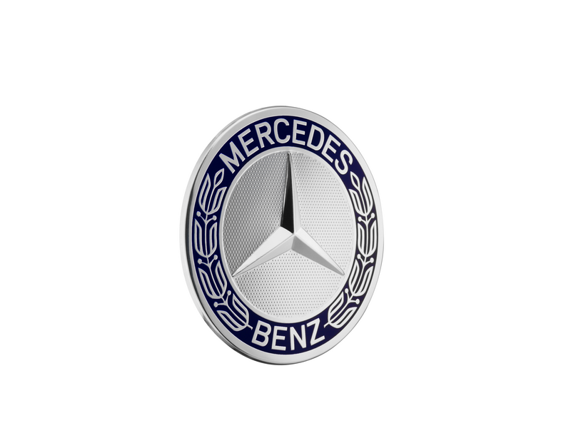 Genuine Mercedes-Benz Wheel Trim Cover - Hub Cap Star With Laurel Wreath, Classic Design - Blue
