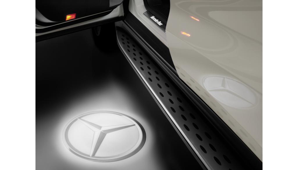 Genuine Mercedes-Benz Exit lamp, door lamp, LED logo projector, Mercedes star, 2-piece for left and right door
