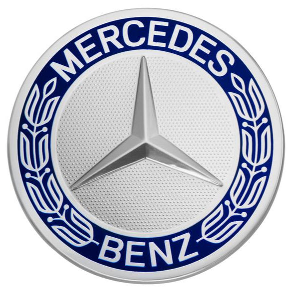 Genuine Mercedes-Benz Wheel Trim Cover - Hub Cap Star With Laurel Wreath, Classic Design - Blue