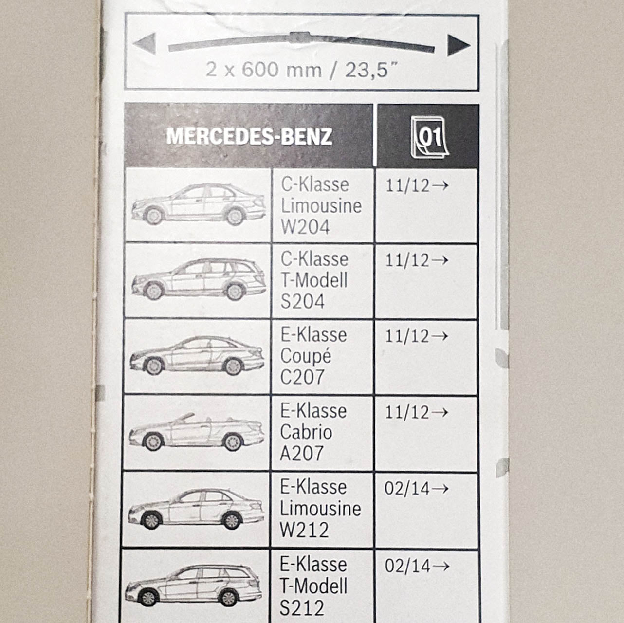 Genuine Mercedes-Benz C Class, E Class Front Wiper Blades
