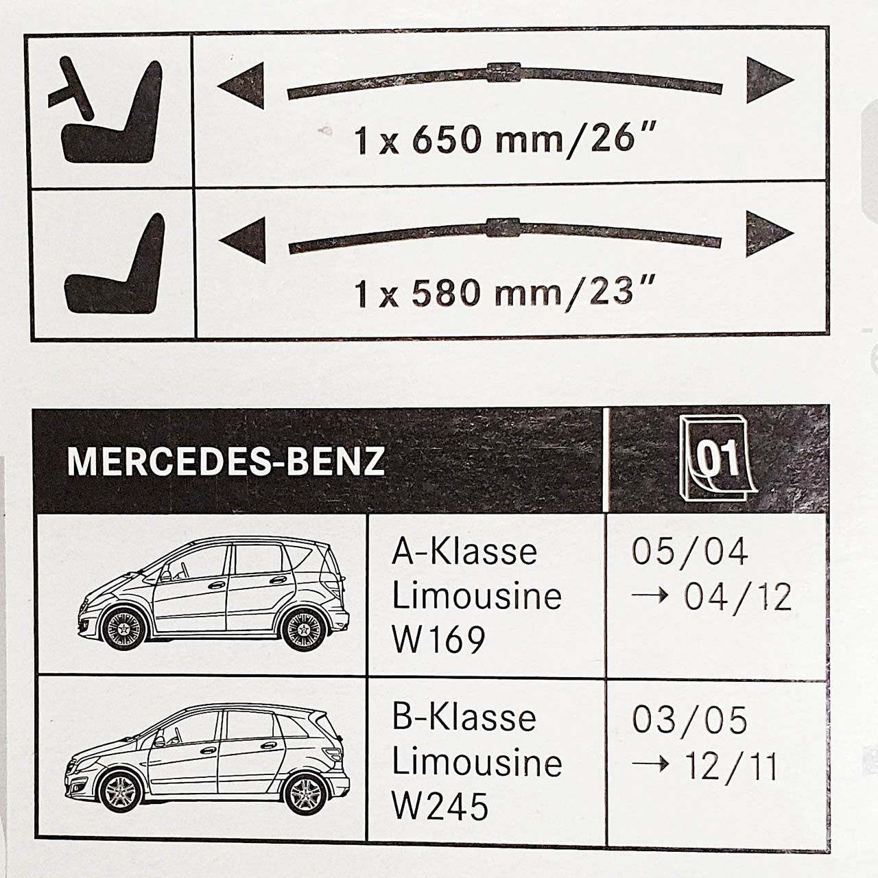 Genuine Mercedes-Benz A Class B Class Front Wiper Blades