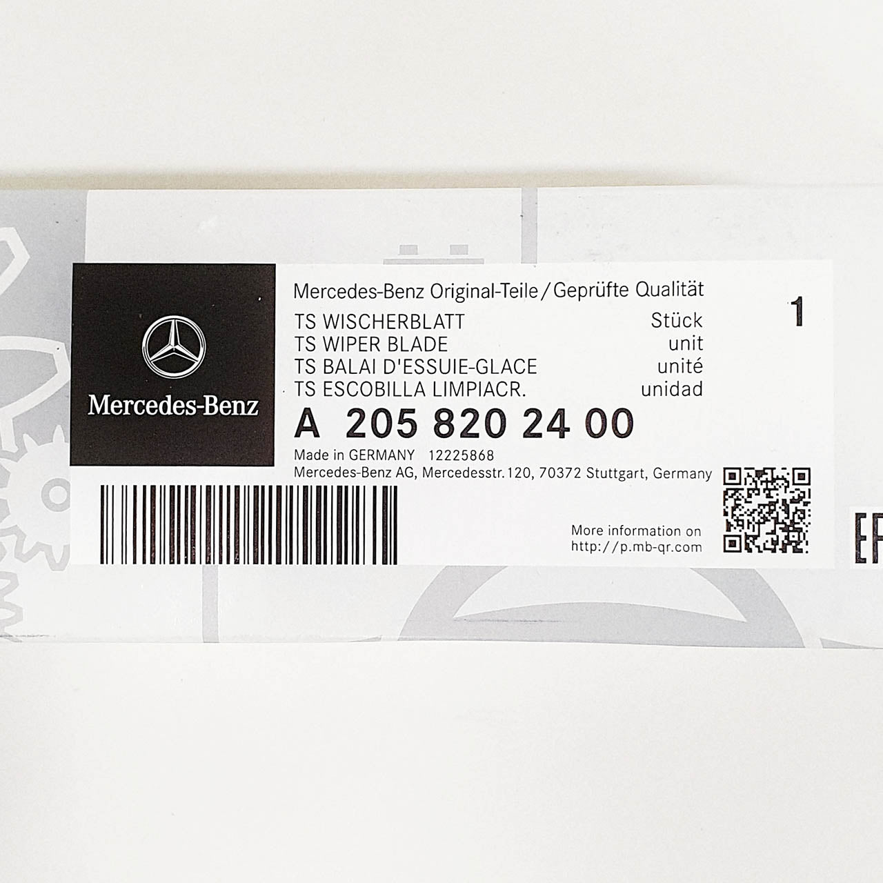 Genuine Mercedes-Benz C Class Front Wiper Blades 205 Models (2014)