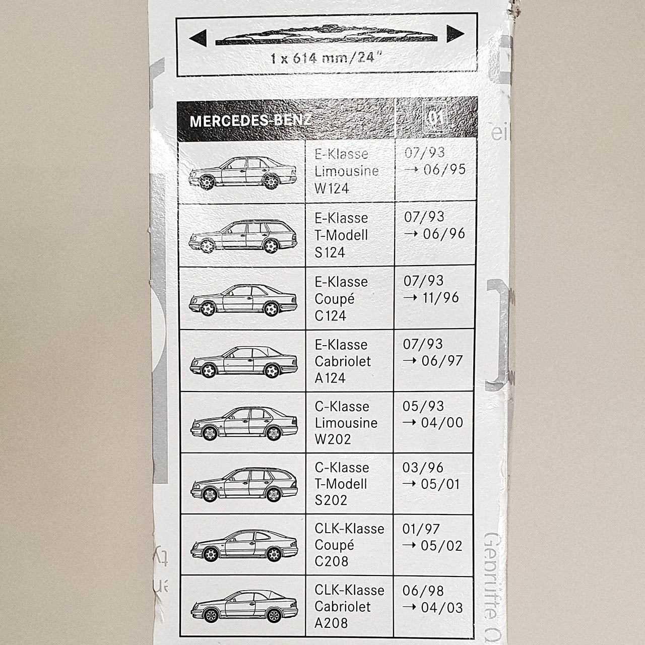 Genuine Mercedes-Benz C Class E Class CLK Front Wiper Blade W124 W202 C208 A208