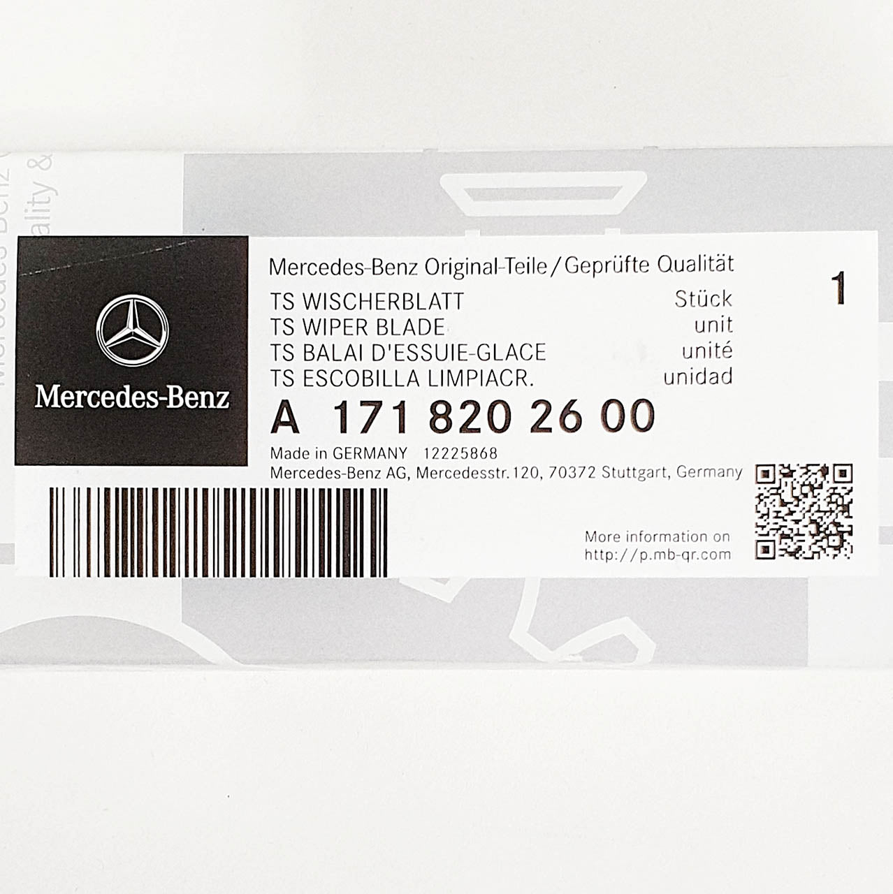 Genuine Mercedes-Benz Front Wiper Blades SLK 171 & 172 Models