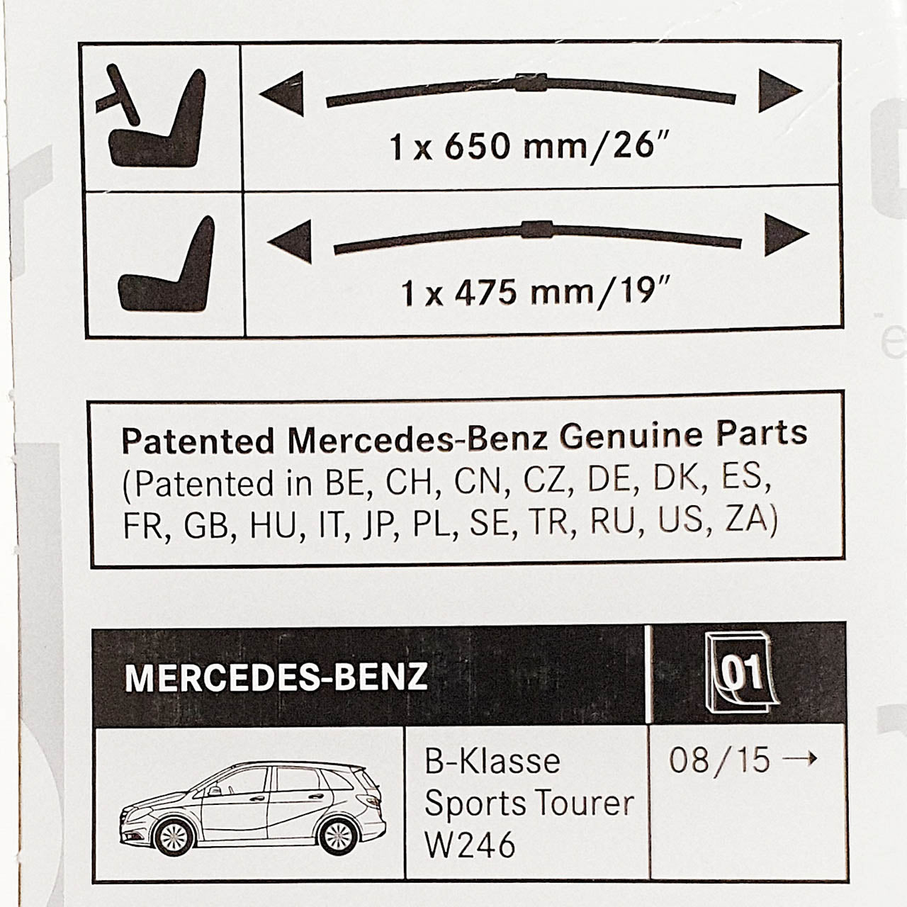 Genuine Mercedes-Benz B Class Front Wiper Blades For 246 Models