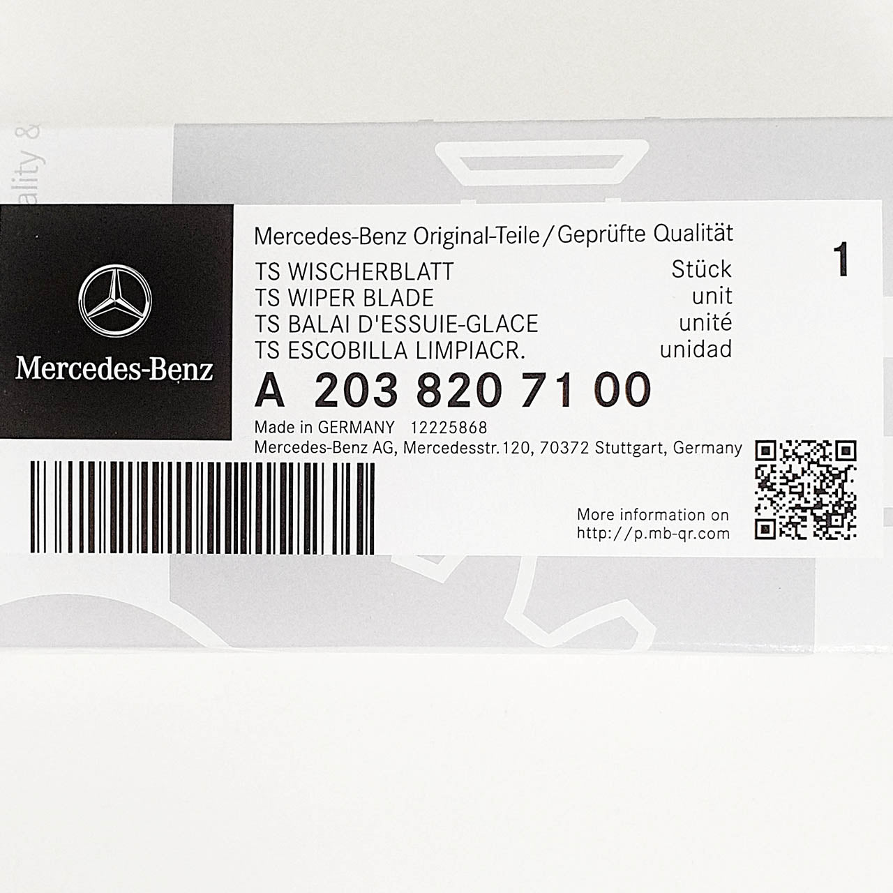 Genuine Mercedes-Benz C, CLC, CLK Class Front Wiper Blades - 203 & 209 Models