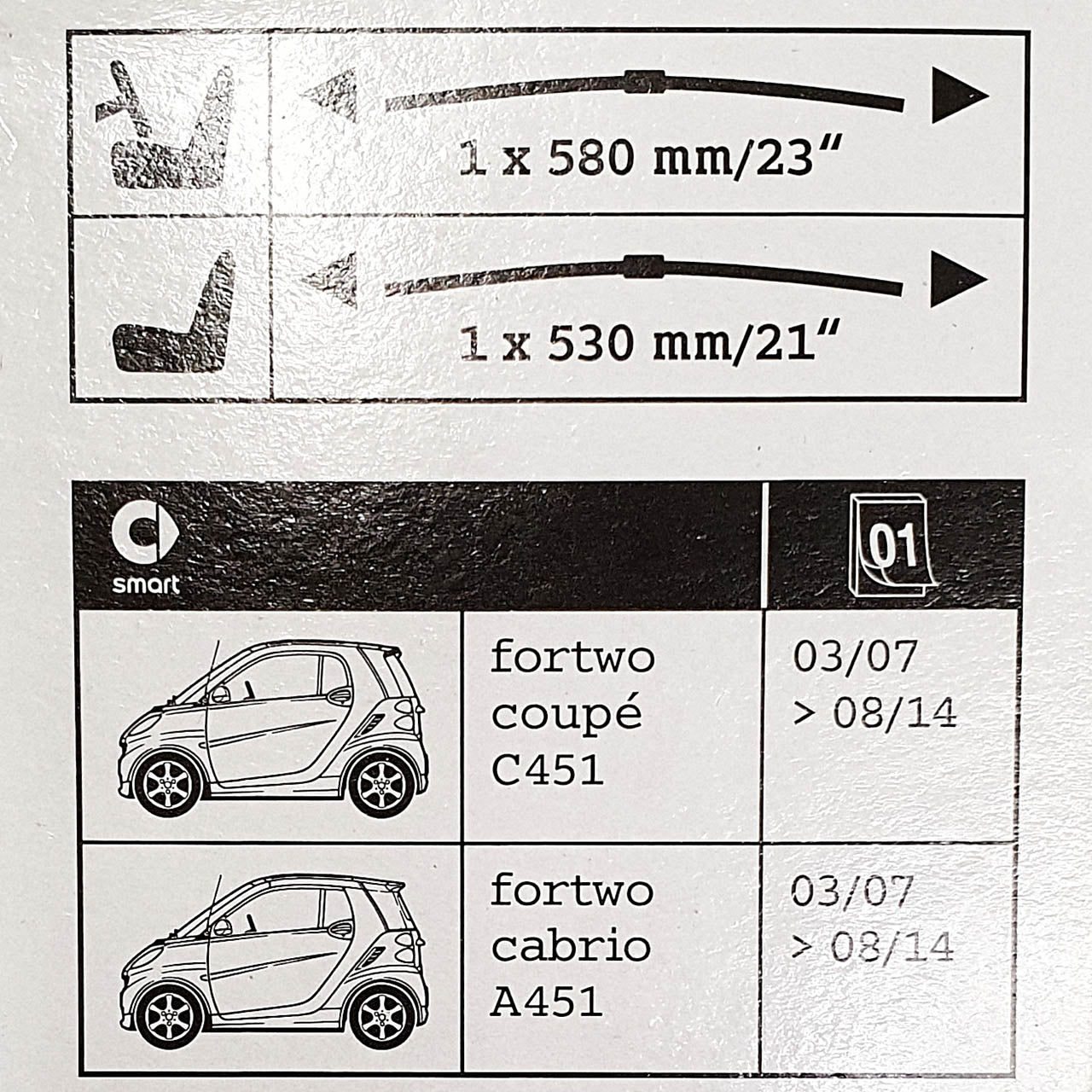 Genuine SMART ForTwo Front Wiper Blades For 451 Models