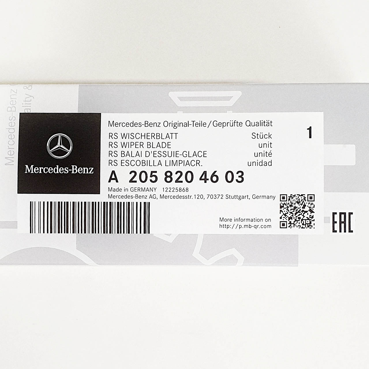 Genuine Mercedes-Benz C Class 205 Models, GLC, EQC Front Wiper Blades