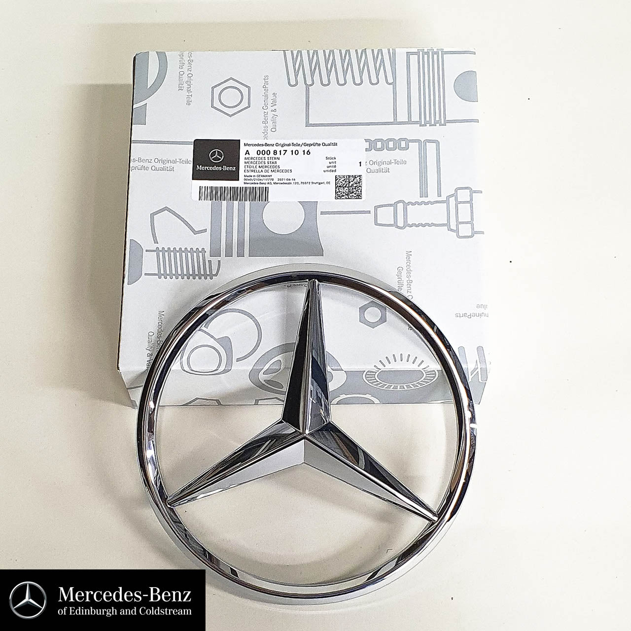 Genuine Mercedes-Benz Silver - Chrome Radiator Grille Star Emblem