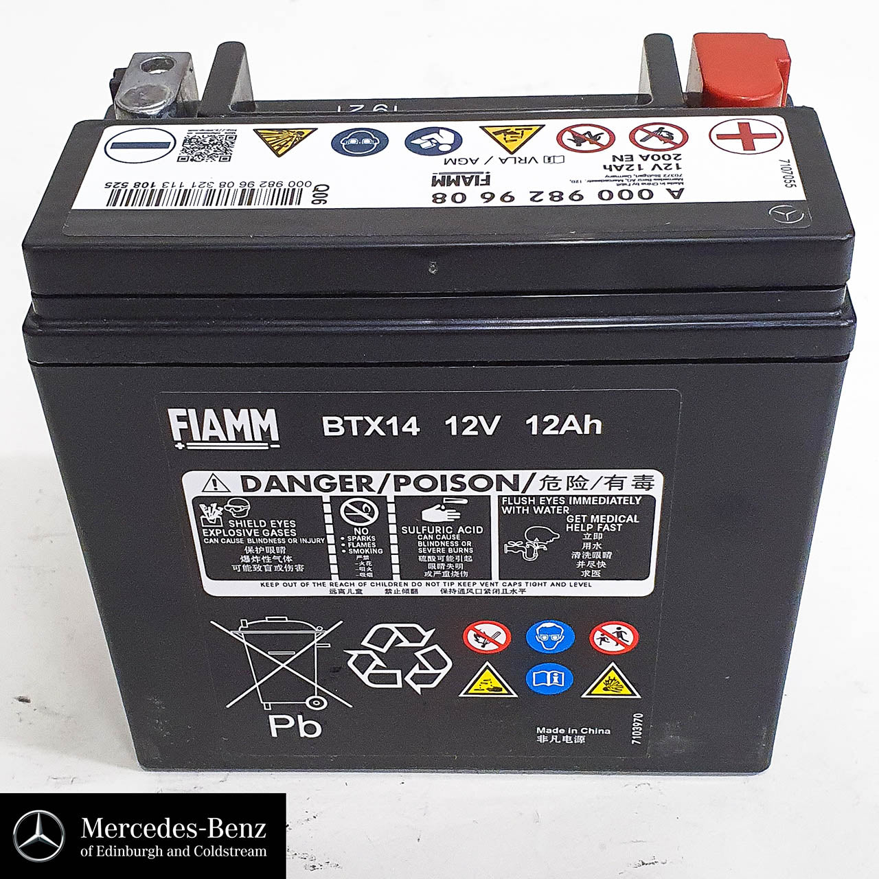 Genuine Mercedes-Benz Auxiliary Battery, Electrical System Battery 12V 12AH