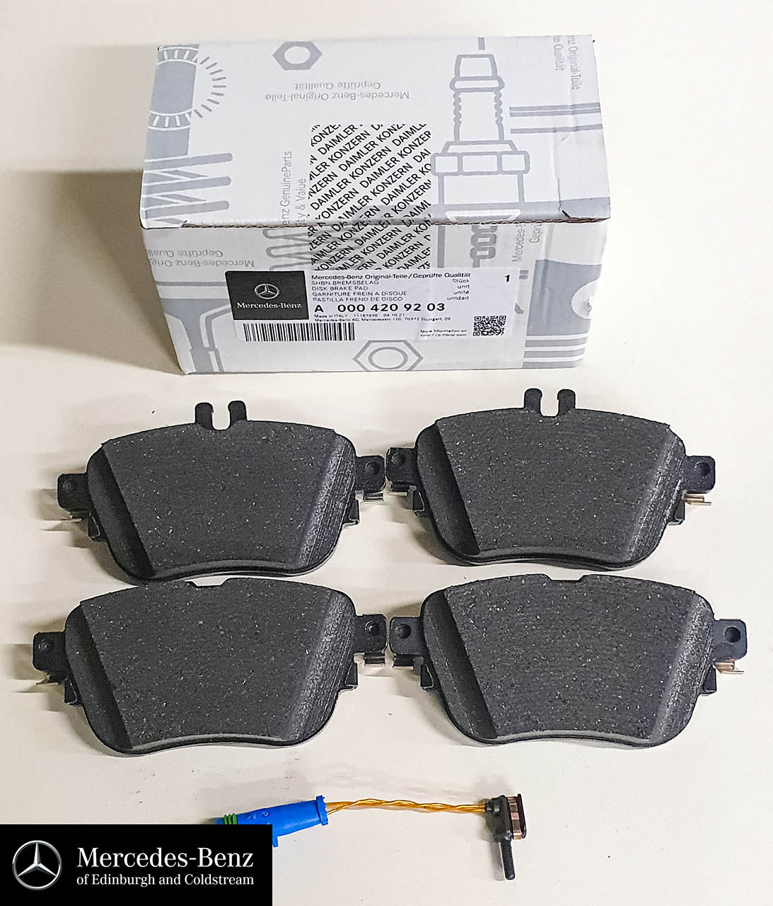 Genuine Mercedes-Benz brake pads and wear sensor - Rear - E Class W213 C238 C257