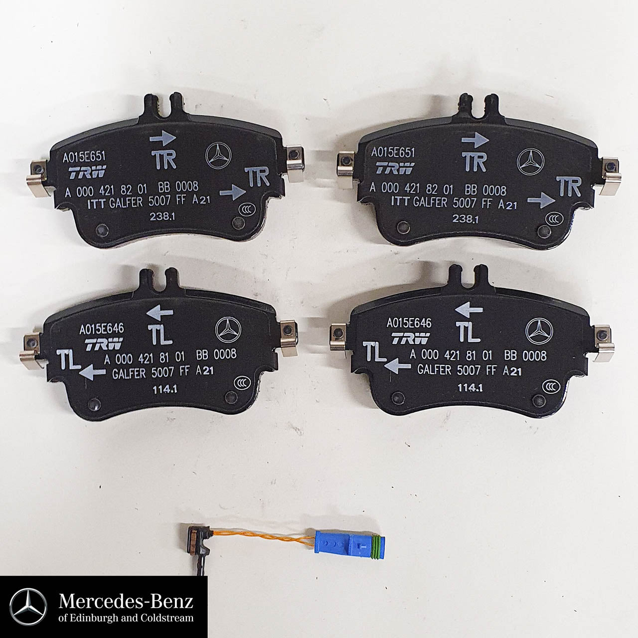 Genuine Mercedes-Benz Front Brake Pads and Sensor A Class W176 B Class W246