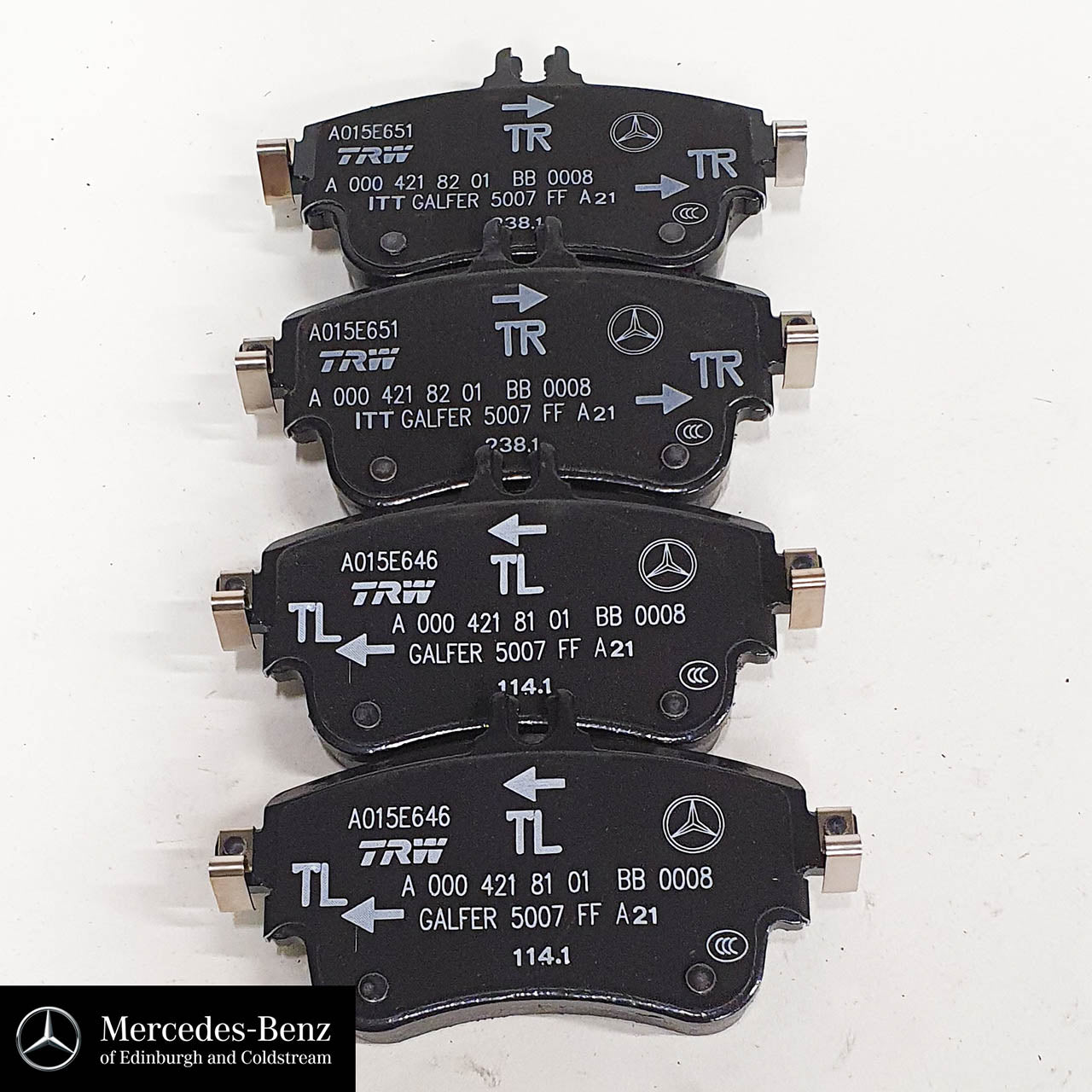 Genuine Mercedes-Benz Front Brake Pads and Sensor A Class W176 B Class W246