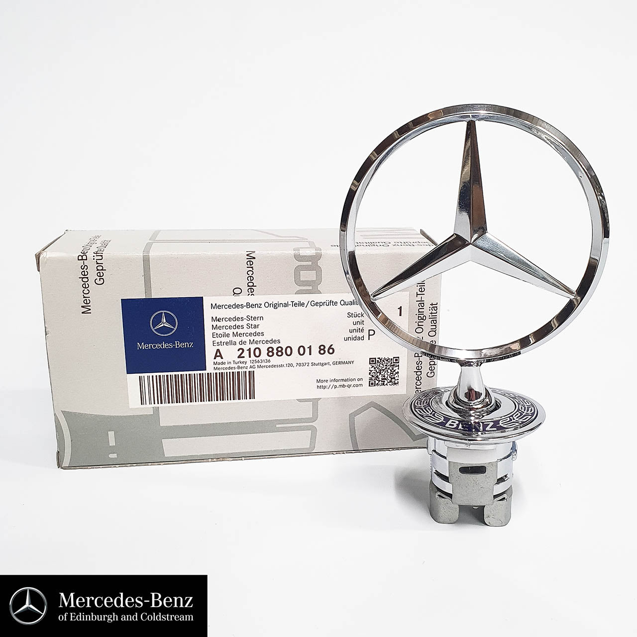 Genuine Mercedes-Benz Raised Bonnet Star - Chrome With Laurel Crest