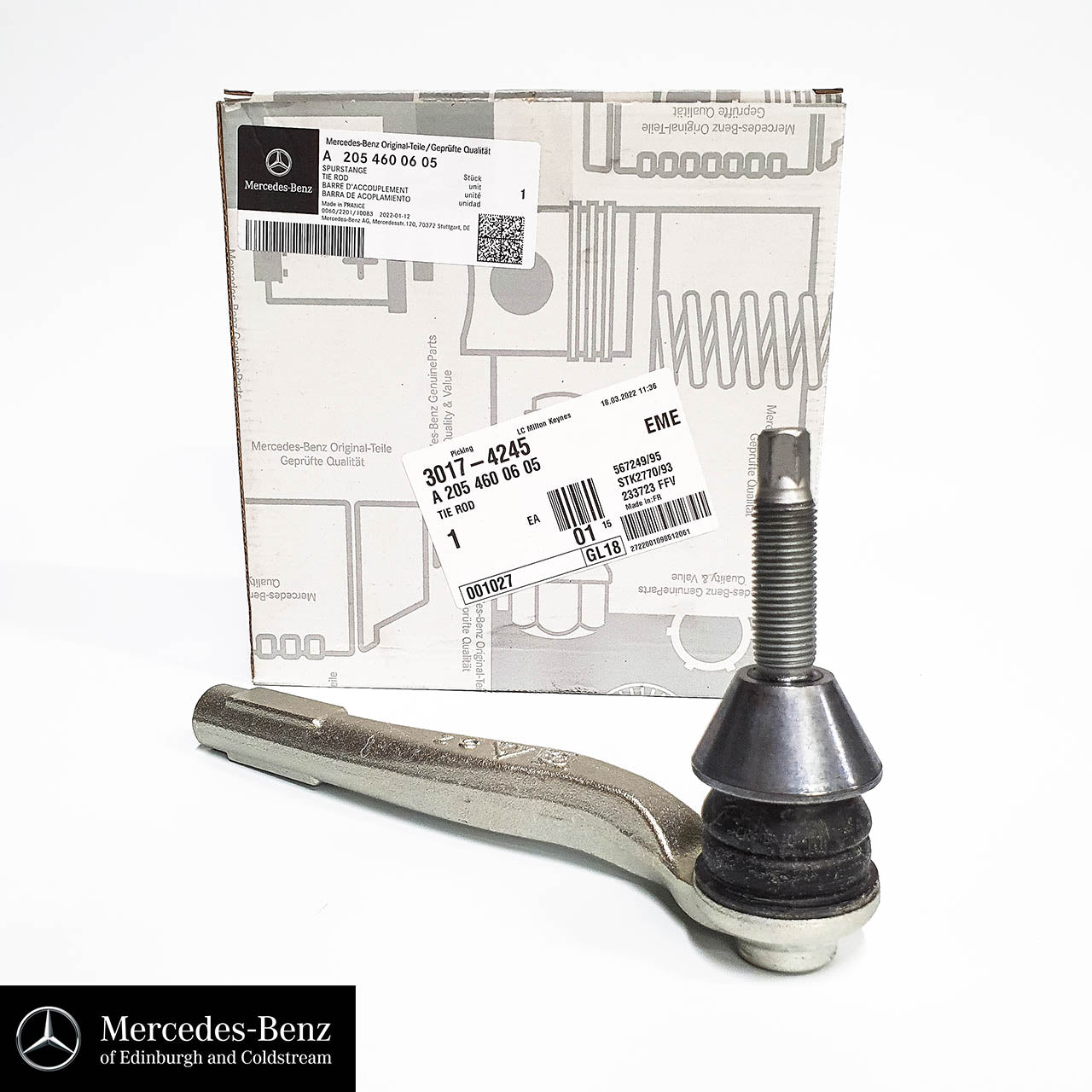 Genuine Mercedes-Benz tie rod end for C Class, E Class, CLS