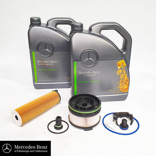 Genuine Mercedes-Benz Service Kit CDI Diesel OM654 Engine - Engine Oil & Filter, Fuel Filter, Screw Plug
