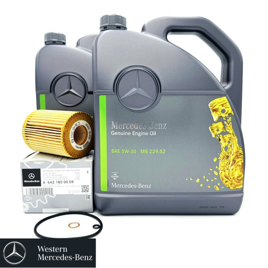 Genuine Mercedes-Benz Diesel V6 OM642 Engine Oil, Oil Filter, Sump Plug Washer - Service Kit
