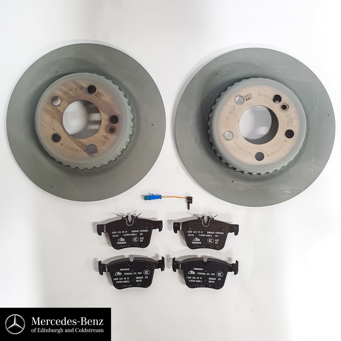Genuine Mercedes-Benz brake discs, pads & wear sensor REAR C Class 205