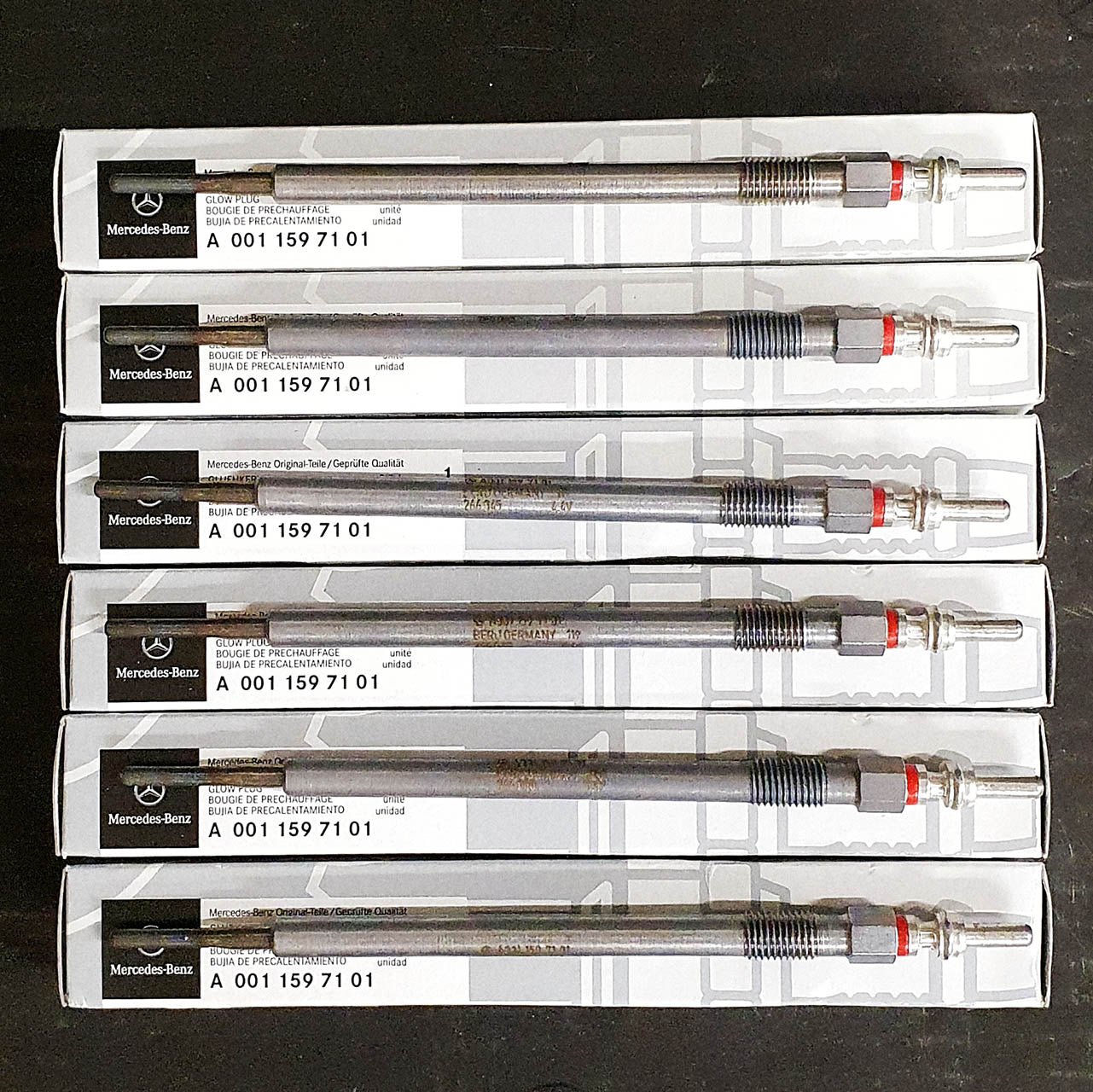 thumbnail image 2 of Genuine Mercedes-Benz Glow Plugs – A0011596601 – For W639, W906, OM642, OM651, 640 V6 CDI – Made In Germany 2 of 6