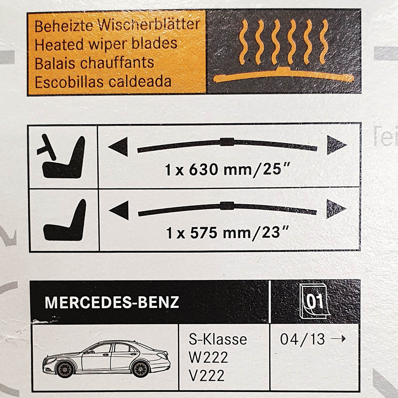 Genuine Mercedes-Benz S Class 222 models Heated Front Wiper Blades