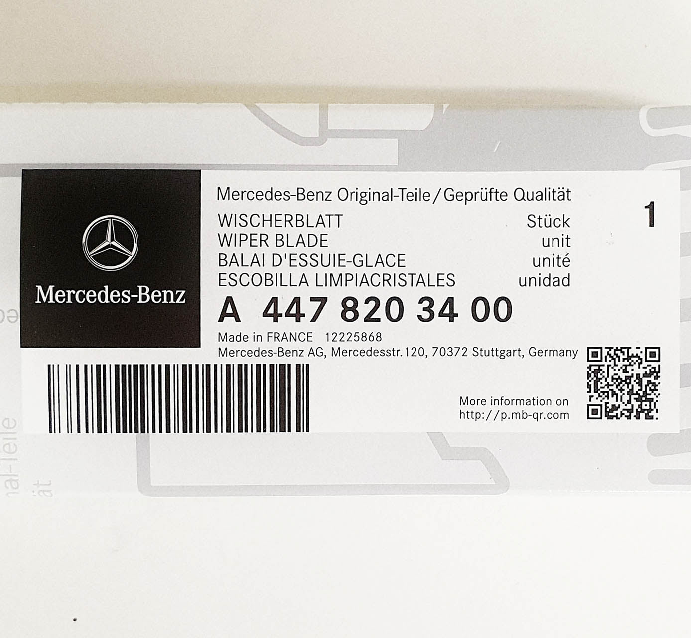 Genuine Mercedes-Benz V Class Rear Wiper Blade for 447 models