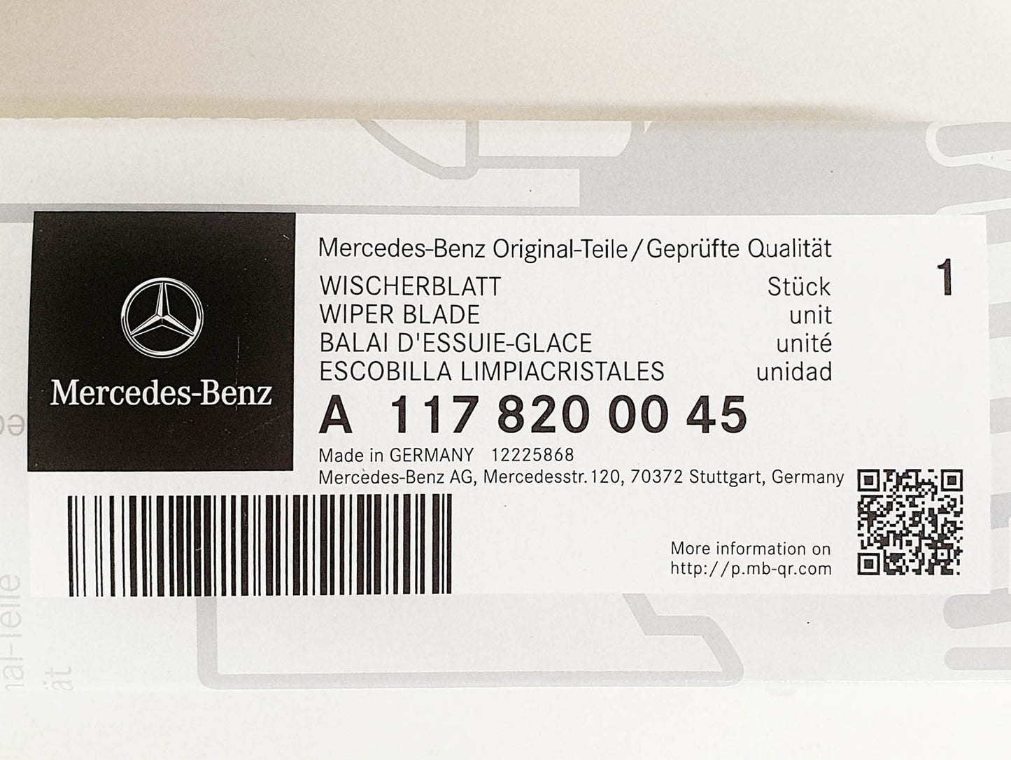 Genuine Mercedes-Benz CLA, GLC Rear Wiper Blade X117 and W253 models