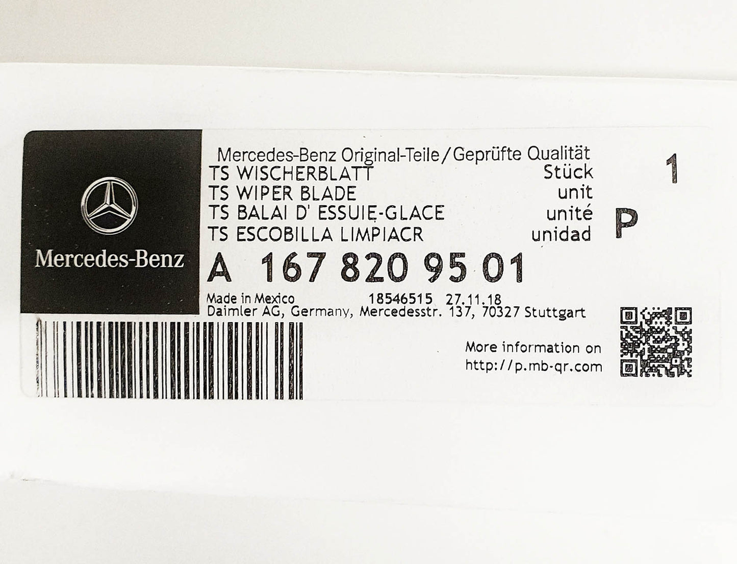 Genuine Mercedes-Benz M Class GLE Front Wiper Blades