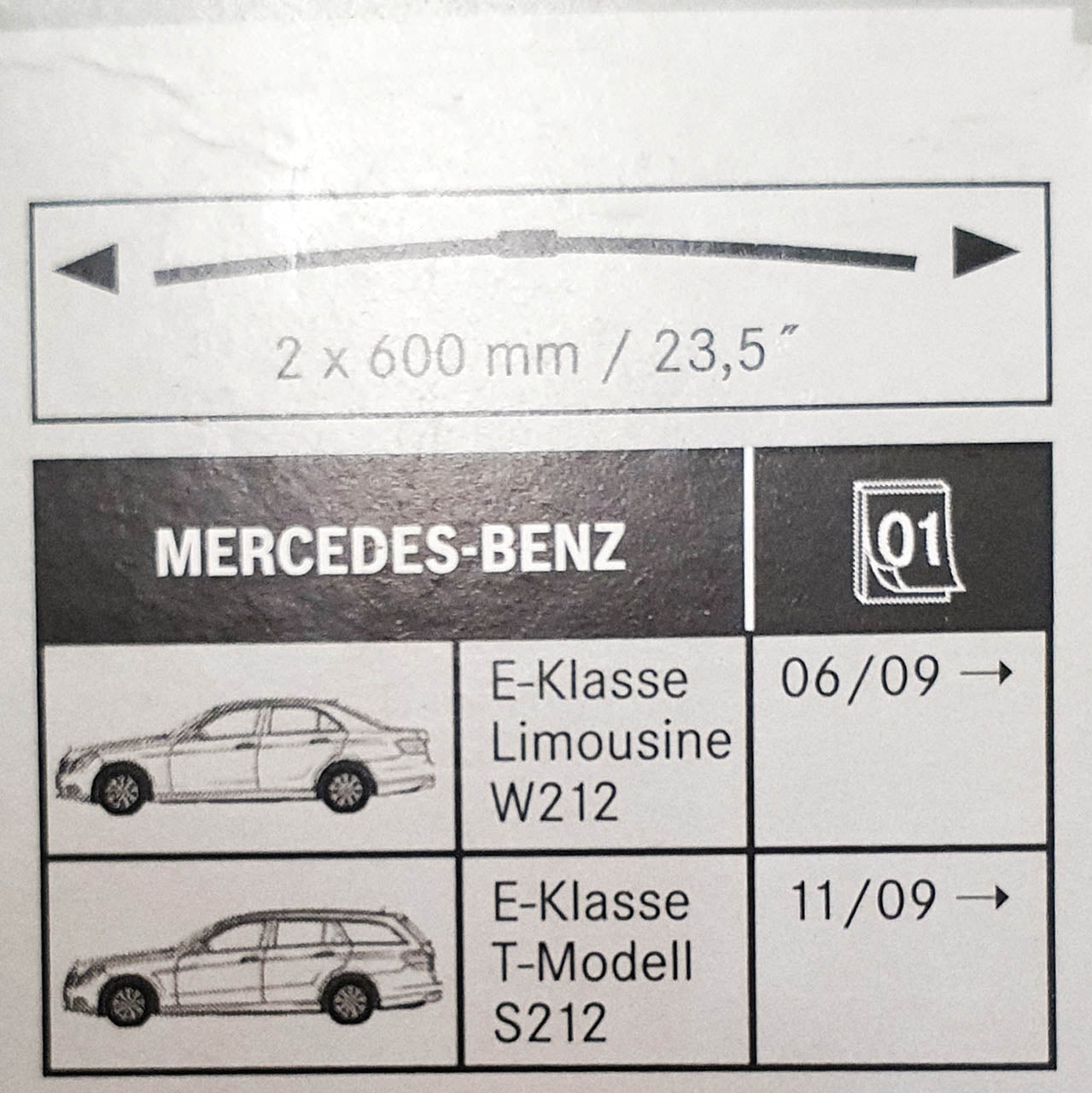 Genuine Mercedes-Benz E Class Front Wiper Blades W212 models
