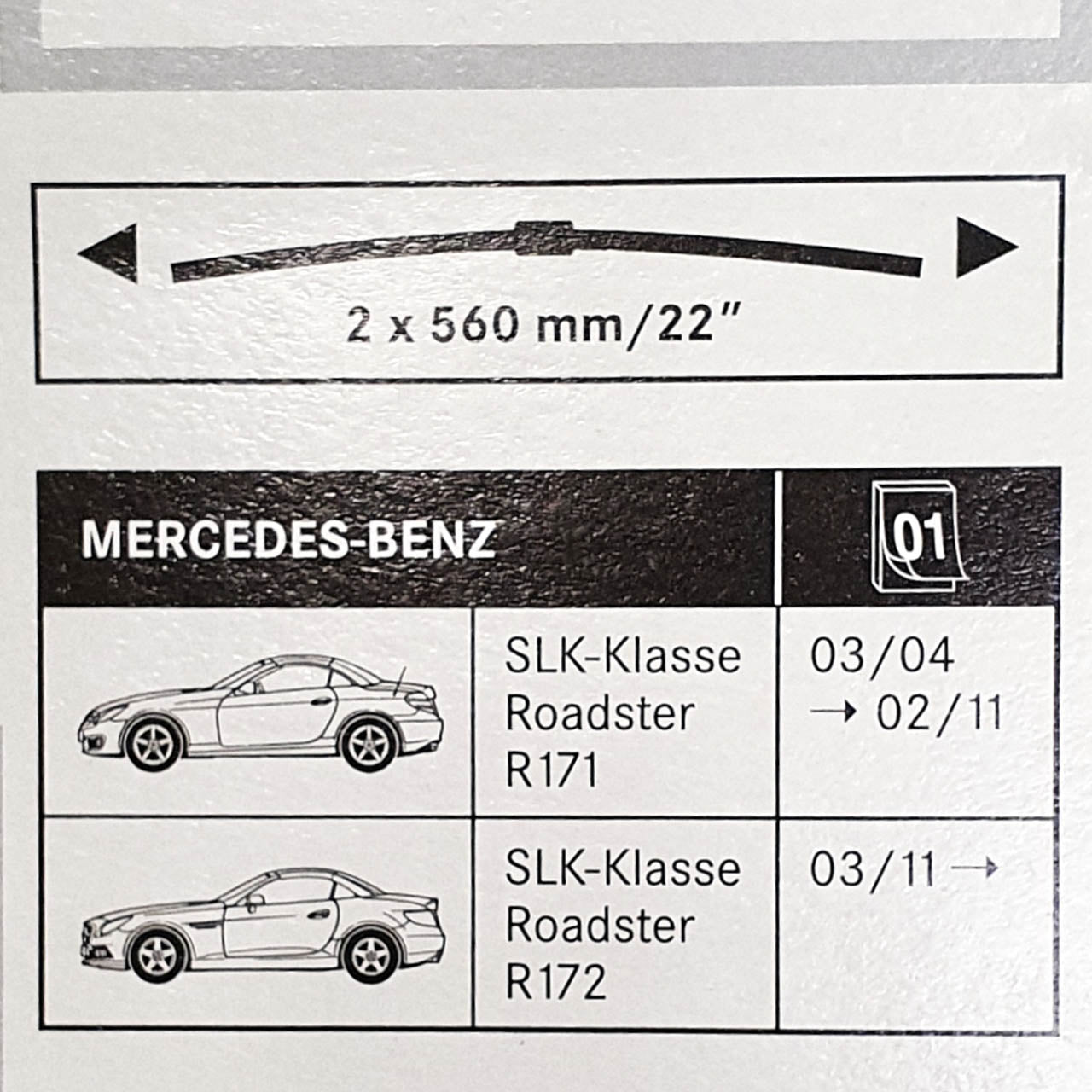 Genuine Mercedes-Benz front wiper Blades SLK 171 and 172 models