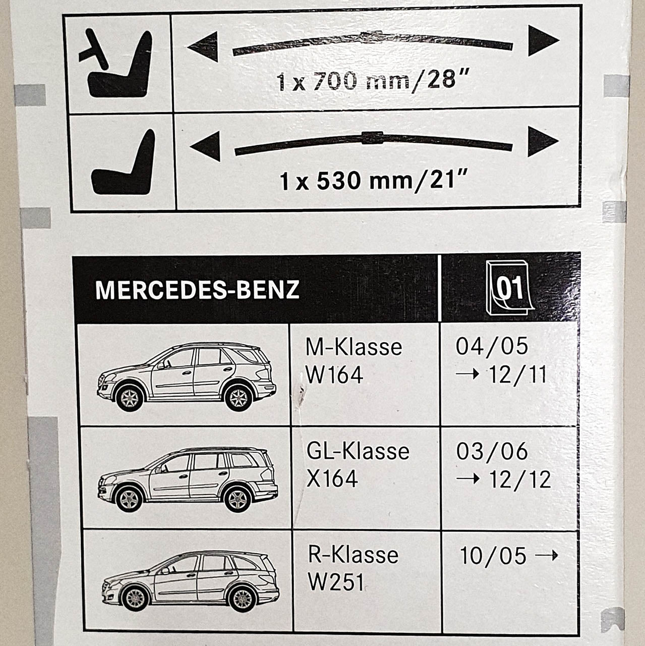 Genuine Mercedes-Benz M Class, GL Class, R Class Front Wiper Blades