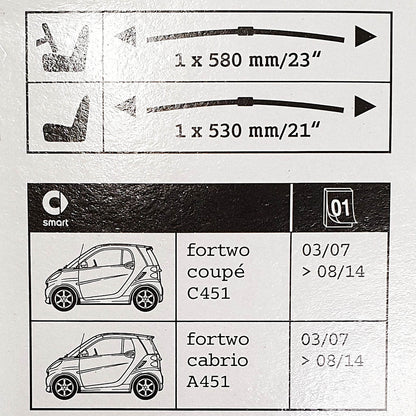 Genuine SMART ForTwo Front Wiper Blades for 451 models