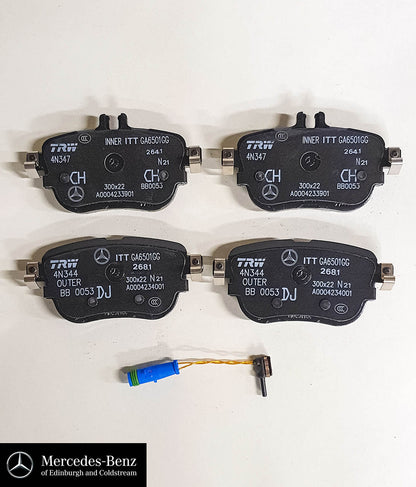 Genuine Mercedes-Benz brake pads and wear sensor - Rear - E Class W213 C238 C257