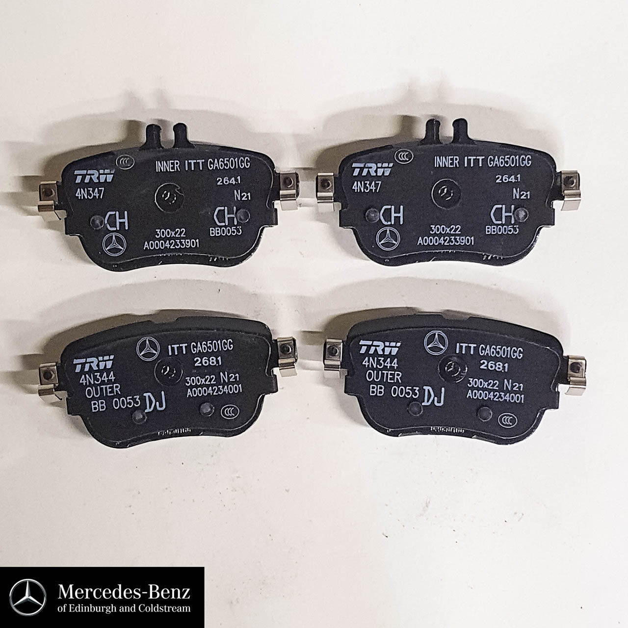 Genuine Mercedes-Benz brake pads and wear sensor - Rear - E Class W213 C238 C257