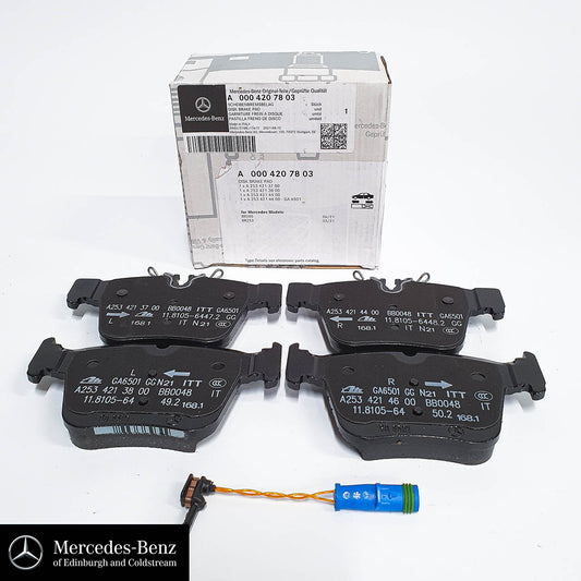 Genuine Mercedes-Benz brake pads & wear sensor - REAR - C Class, GLC
