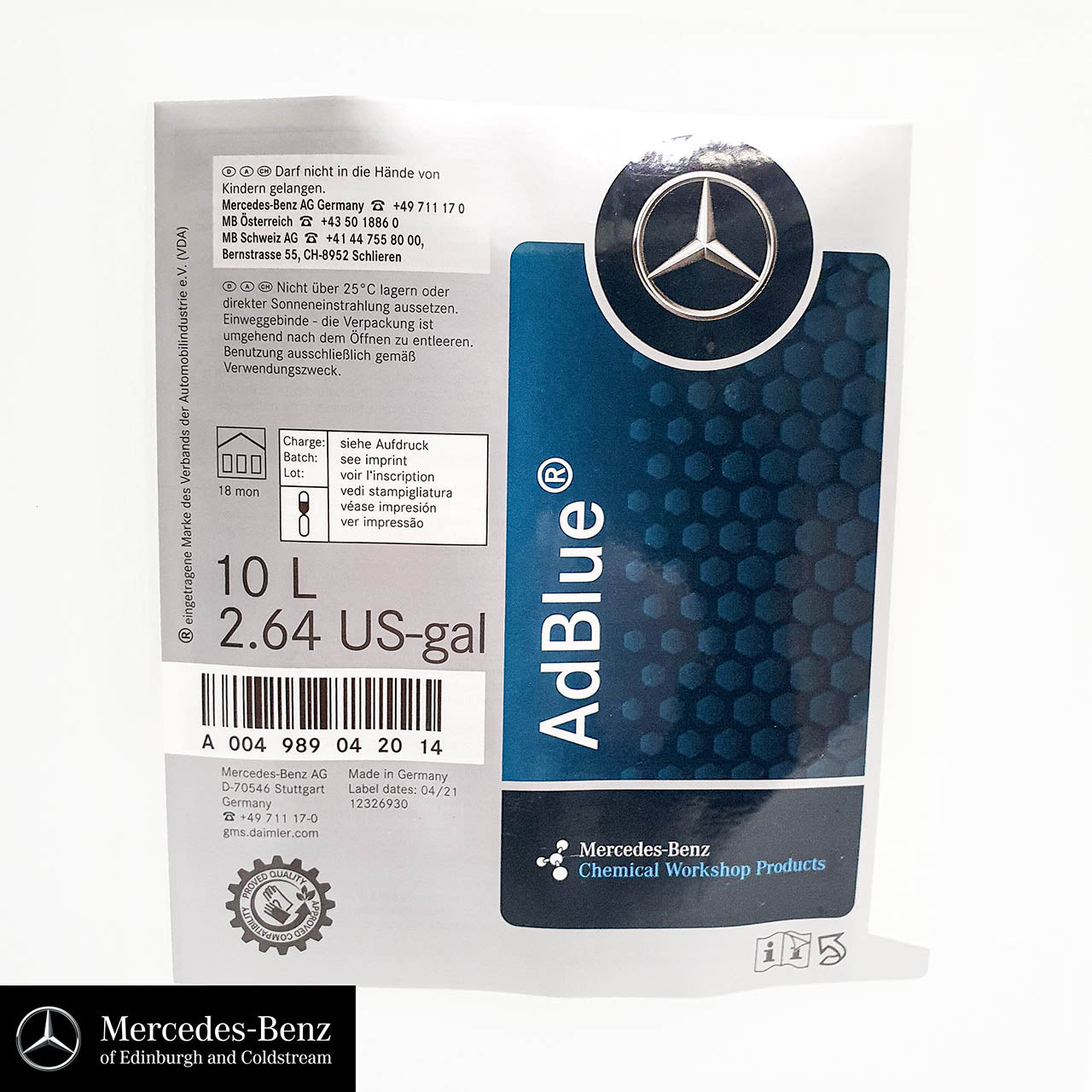 Genuine Mercedes-Benz AdBlue NOx Reducing Agent 10L A004989042014 – Mercedes  Genuine Parts
