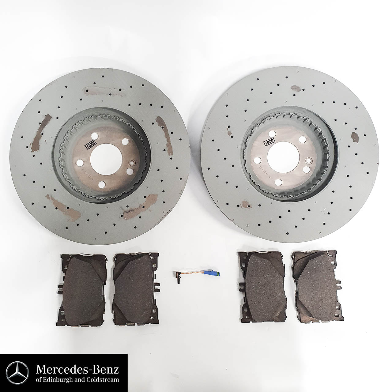 Brake discs, pads and wear sensors front for E Class, GLC 250 d 4MATIC