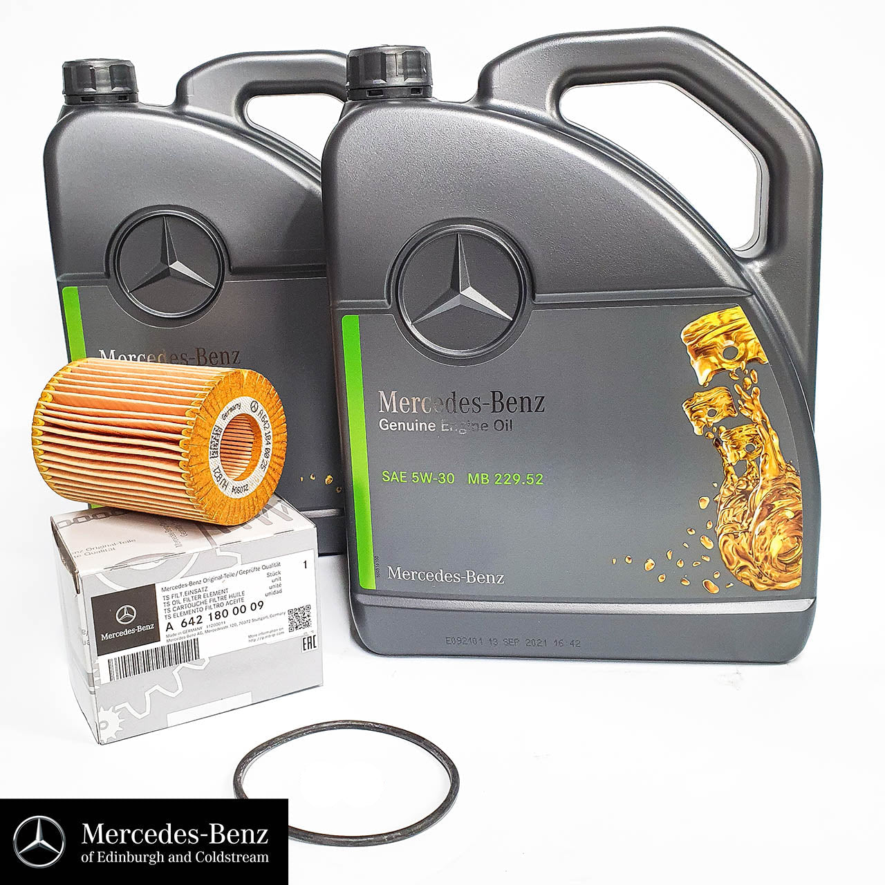 Genuine Mercedes-Benz diesel V6 OM642 engine oil, oil filter, sump plug washer - service kit