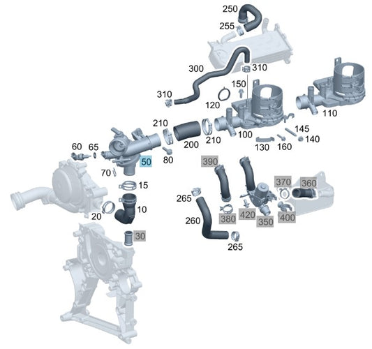 Thermostat - engine cooling for OM651 diesel engine